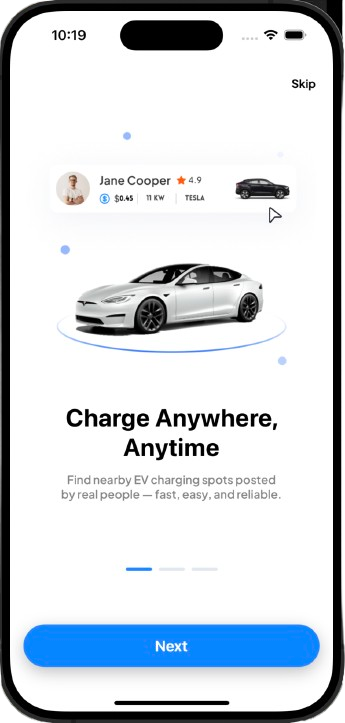 EV driver using the PowrUp app